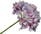 Silk-ka Zijde bloem-Kunstbloem Hortensia op steel Paars Lengte 48 cm