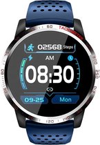 Belesy® Tachy - Smartwatch Dames - Smartwatch Heren - Horloge - 1.3 inch - Kleurenscherm - Stappenteller - Bloeddruk - Hart ECG - Mutli sport - Zilver - Blauw - Siliconen