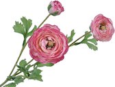 Silk-ka Zijde bloem-Kunst bloem Ranonkel tak Roze Lengte 65 cm  Per 2 stuks