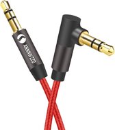 WiseGoods AUX Kabel Male naar Male - 3.5 mm Jack Stereo Audiokabel Recht en Haaks - Audio Kabel - 3M - Rood