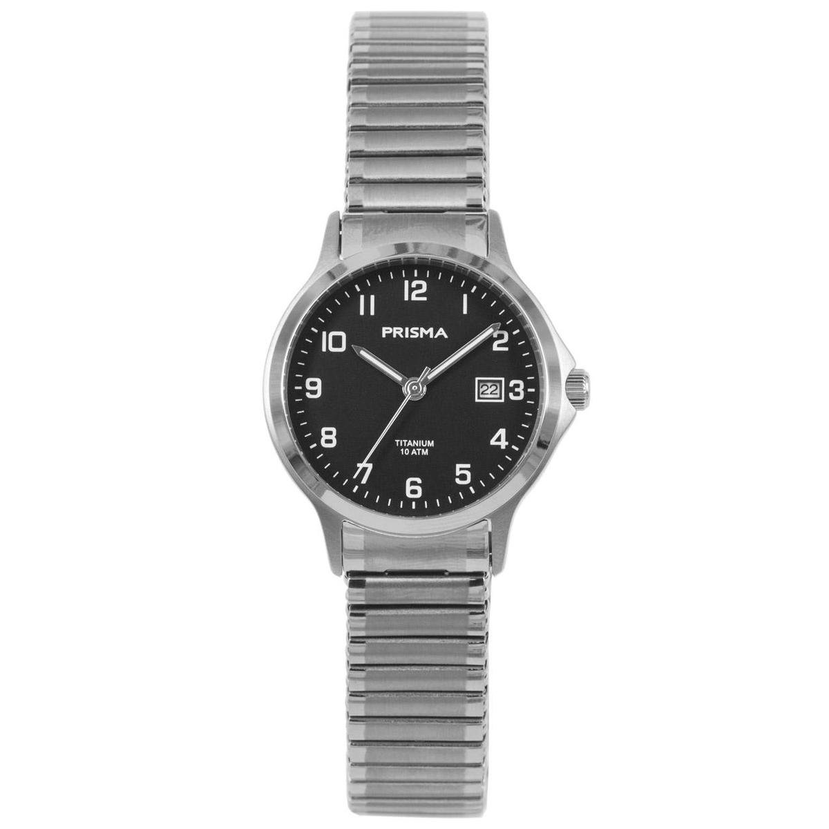 Prisma Dameshorloge Titanium met rekband P.1717