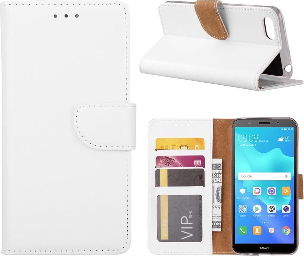 Bookcase Geschikt voor: Honor 7S - Bookcase Wit - portemonnee hoesje