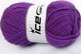 Breiwol paars lila breinaald maat 4-5mm. - merino wol 60% acryl 40% - mooie breiwol in vele kleuren 100 gram per bol | dewolwinkel.nl