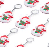 10x Kerst sleutelhanger sneeuwpop gadgets 5,8 cm - Kerst gadgets/weggevertjes - kerstpakketten spullen