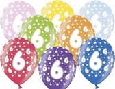 12x Stuks verjaardag Ballonnen 6 jaar met sterretjes 30 cm - Feestartikelen/versiering