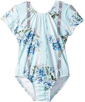 Seafolly Nannas House Cut Out Tank Soft Blue - Kinder Badpak Gebloemd Blauw - Maat 110