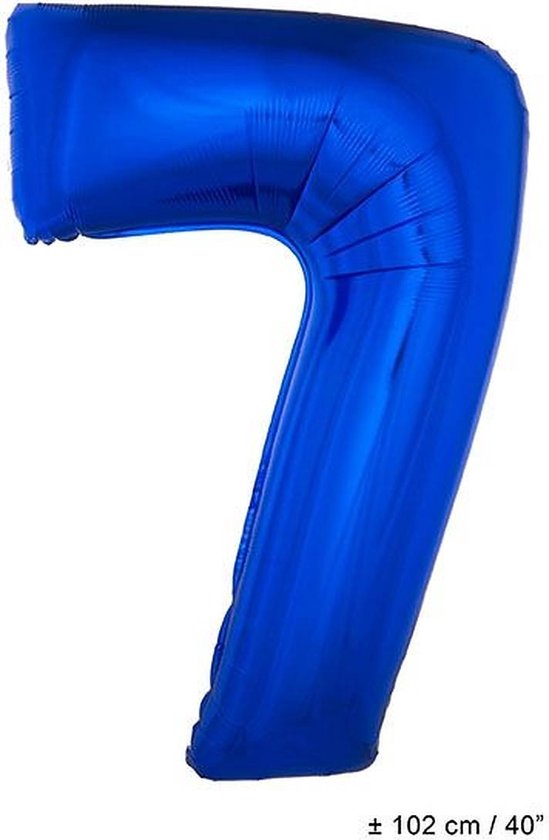 Cijferballon folie nummer 7 | Opblaascijfer 7 blauw 102cm
