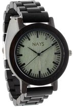 NAYS - Houten Unisex Horloge - Donkerbruin - Classic - Ø 45mm (productvideo)