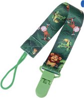 Jungle speenkoord. Groen met aapjes, leeuw, vogel.