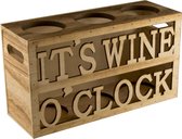 Wine O'Clock cadeau - Stevige Houten geschenkdoos - Voor 3 flessen bordeaux of bourgogne.. Houtkleur