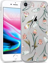iMoshion Hoesje Siliconen Geschikt voor iPhone SE (2022) / SE (2020) / 8 / 7 - iMoshion Design hoesje - Groen / Transparant / Roze / Vintage Flowers