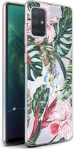 iMoshion Hoesje Geschikt voor Samsung Galaxy A71 Hoesje Siliconen - iMoshion Design hoesje - Groen / Roze / Tropical Jungle