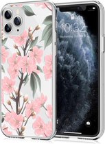 iMoshion Hoesje Geschikt voor iPhone 11 Pro Hoesje Siliconen - iMoshion Design hoesje - Roze / Transparant / Cherry Blossom