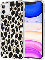 iPhone 11 Hoesje Siliconen - iMoshion Design hoesje - Goud / Zwart / Golden Leopard