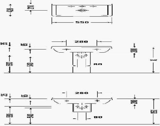 Lavabo 550x430 mm, avec un trou pour robinet, blanc