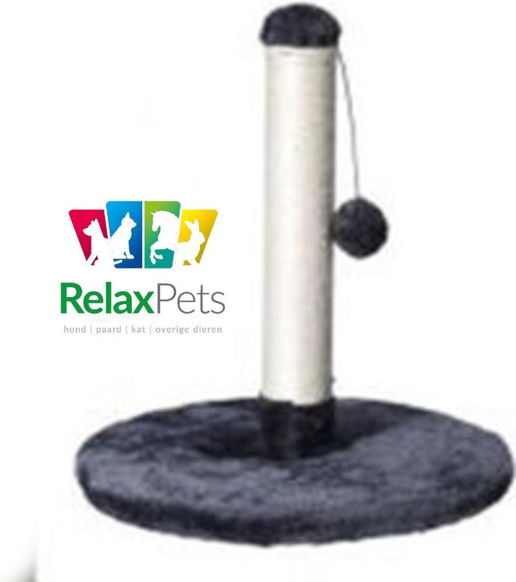 RelaxPets - Krabpaal - Krabben - Katten - Paal - Speelbal - Sisal - Grijs - 39x43cm