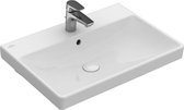 Meuble lavabo 650x470 mm, avec trop-plein, trou de robinetterie, CeramicPlus, blanc alpin