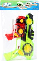 1x Waterpistolen/waterpistool 2-delig van 26 cm groen/rood kinderspeelgoed - waterspeelgoed van kunststof