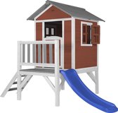AXI Beach Lodge XL Speelhuis in Rood - Met Verdieping en Blauwe Glijbaan - Speelhuisje voor de tuin / buiten - FSC hout - Speeltoestel voor kinderen