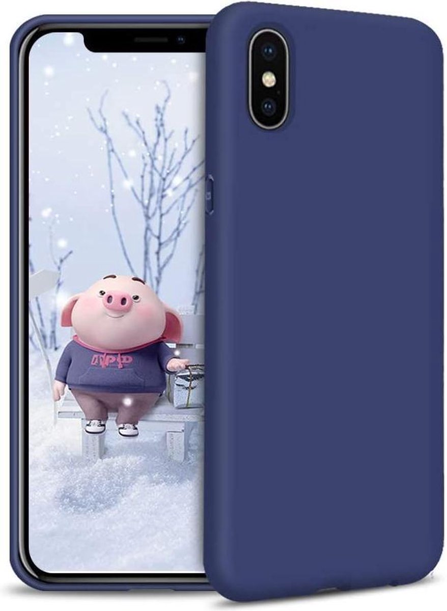 HB Hoesje Geschikt voor Apple iPhone XS Max - Donker Blauw - Siliconen Back Cover