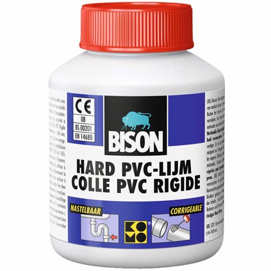 Bison Hard PVC-Lijm Flacon 100 ml, corrrigeerbare, vloeibare THF-vrije hard PVC-lijm, geschikt voor allerlei klussen met PVC buizen tot een diameter van 16 cm
