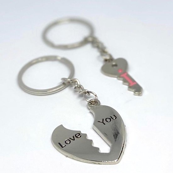 Sleutelhanger hartje en sleutel|Liefde|Moederdag|Koppel|Cadeau|I Love You|Voor haar|Voor hem