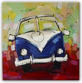 Schilderij - Volkswagenbusje in vrolijke kleuren