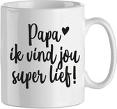 Vaderdag cadeautje koffiemok Papa wit zwart met gratis kaartje bijStip