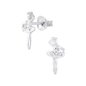 Joy|S - Zilveren ballerina ballet danseres oorbellen 6 x 12 mm kristal danseres