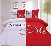 Cotton Club Dekbedovertrek -  You And Me - 200x200/220 - Rood/Wit