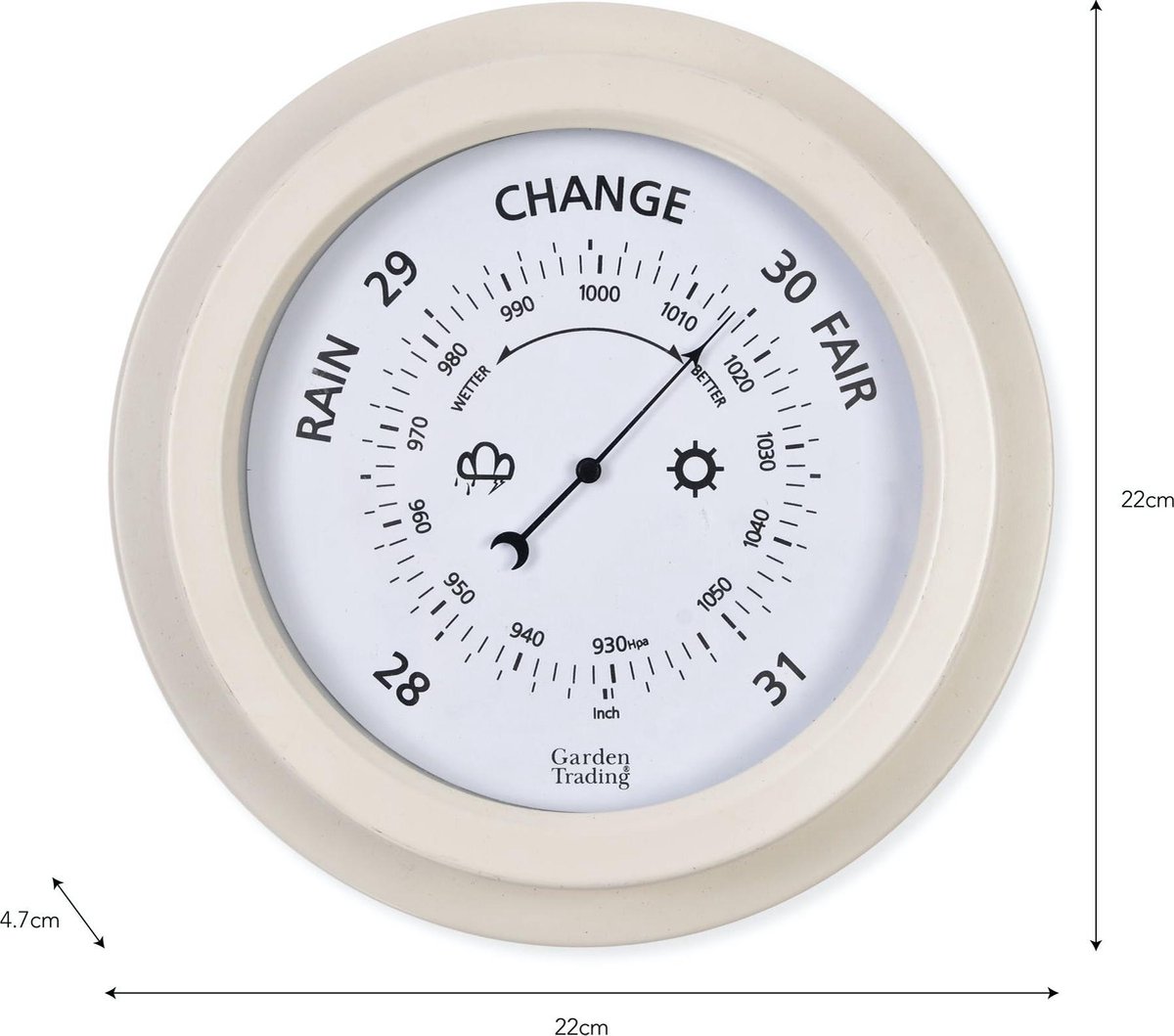 Barometer voor buiten 22 cm diameter groot