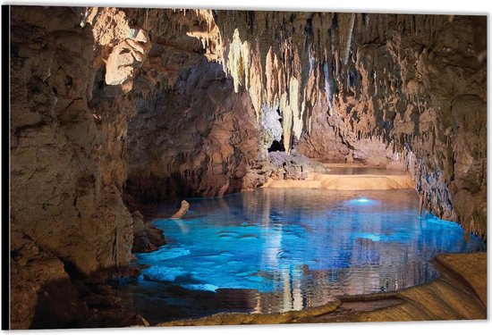 Dibond -Gyoku Sendo - Nanjo Japan - Grotten met licht- Foto op Aluminium (Wanddecoratie van metaal)