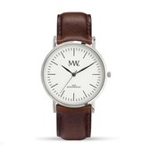 MW Horloge Flat Style Silver Leather Brown
