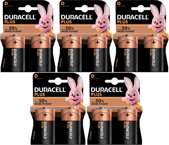 thumbnail: Mspalocell Oplaadbare D-batterijen - Lithium, 1.5V 8800mAh, USB-C Opladen, Set Van 2