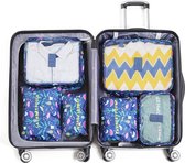 Packing cubes set 6 delig – Flamingo – Navy – Backpack Organiser