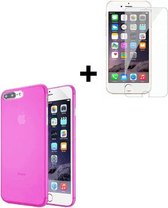 iPhone SE (2020) hoes Tpu Siliconen Case Hoesje Roze + Tempered Gehard Glas / Glazen screenprotector Pearlycase