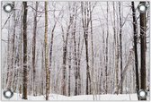 Tuinposter –Besneeuwde Bomen in het Bos– 150x100 Foto op Tuinposter (wanddecoratie voor buiten en binnen)