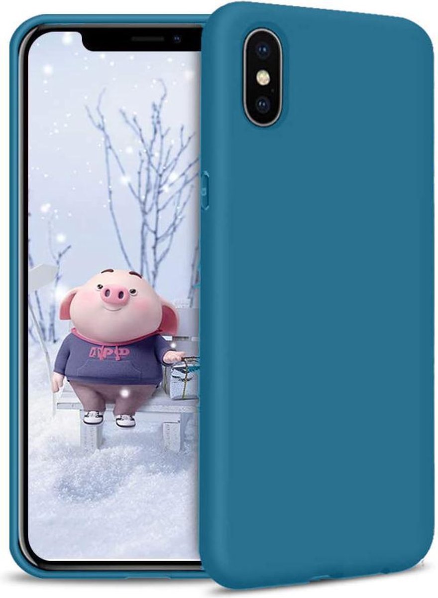 HB Hoesje Geschikt voor Apple iPhone XS Max - Blauw - Siliconen Back Cover