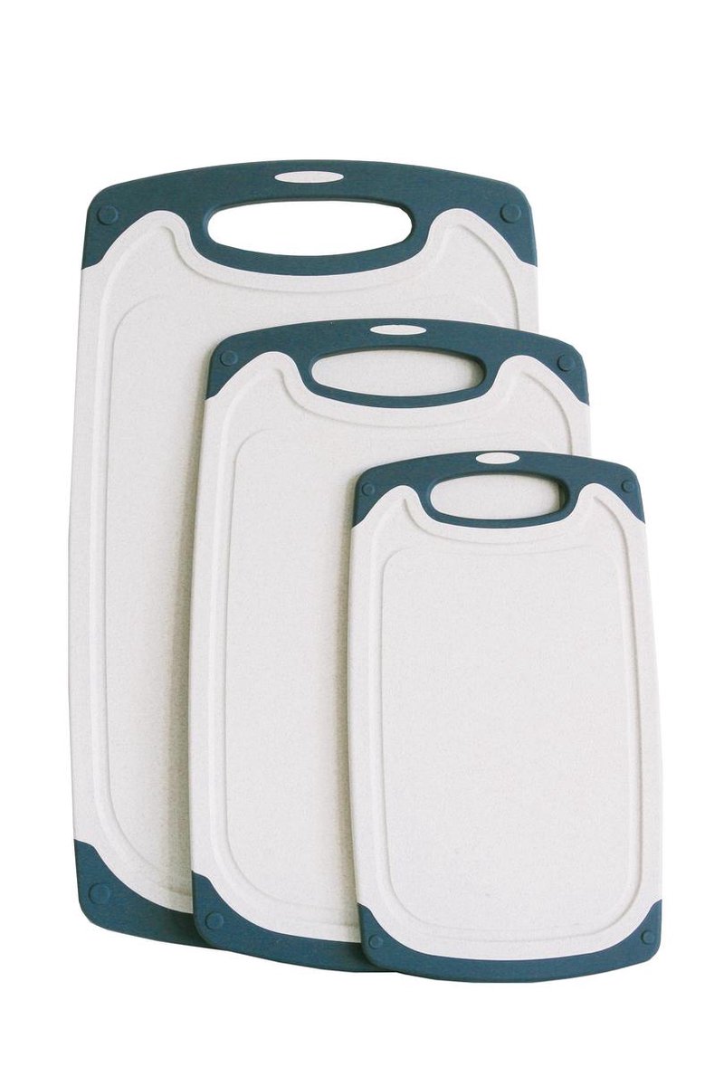 Ubian 3-delige Kunststof Snijplanken Set met Anti-slip Handvaten – Incl. Grote Snijplank van 40x24cm