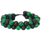AWEMOZ Natuursteen Armbanden - Gevlochten Kralen Armbandjes - Zwart/Groen - Cadeau