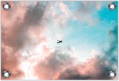 Tuinposter –Vliegtuig tussen de Wolken -60x40  Foto op Tuinposter  (wanddecoratie voor buiten en binnen)