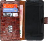 Bestcases Krokodil Handmade Leer Booktype Telefoonhoesje voor Samsung Galaxy S20 Plus Bruin