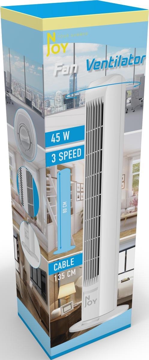 Ventilator - Toren - Tower - Super Verkoelend - Wit - 3 snelheden - 50W - met draaifunctie - Veilig!