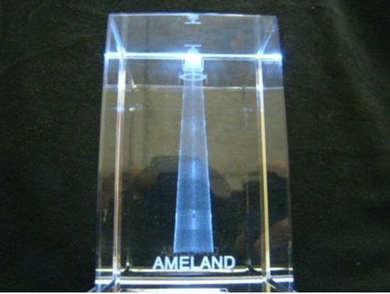 Decoratief Beeld - Glasblokje Ameland - Glas - Geharo - 5 X 5 Cm