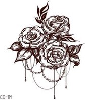 Temporay tattoo | tijdelijk tattoo | fake tattoo | tekening 3 rozen met hangers | 70 x 80