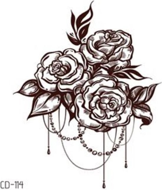 bol.com | Temporay tattoo | tijdelijk tattoo | fake tattoo | tekening 3  rozen met hangers | 70 x 80