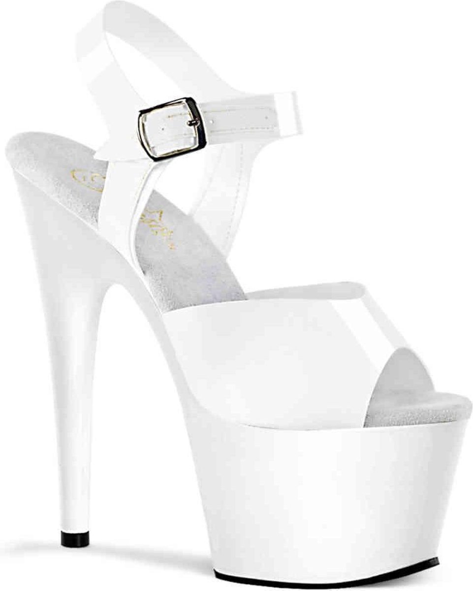 Pleaser Sandaal met enkelband -37 Shoes- ADORE-708N US 7 Wit
