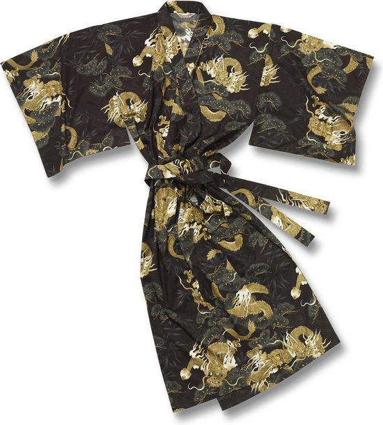 TA-HWA - Japanse Kimono - Heren Yukata - Zwart - met Draken - One Size |  bol.com