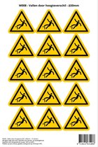 Pictogram sticker W008 - Vallen door hoogteverschil - Δ50mm - 15 stickers op 1 vel