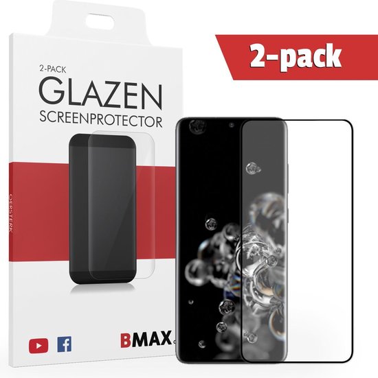 2-pack BMAX geschikt voor Samsung Galaxy S20 Ultra Screenprotector Full Cover Glas / Dekt het volledige scherm! / Beschermglas / Tempered Glass / Glasplaatje